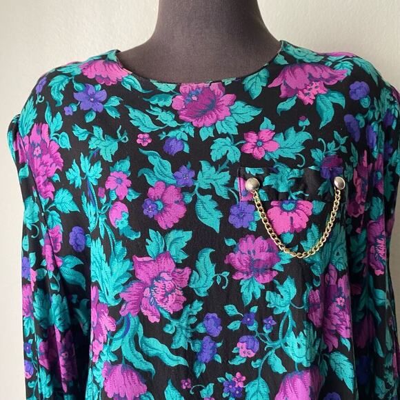 CB sz M Made in U.S. floral Vintage blouse - Picture 5 of 7